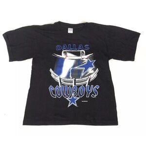 Vintage NWOT True Fan 1996 Sz L Dallas Cowboys Helmet Graphic T Shirt Black